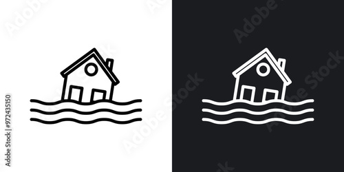 Flooded house icon