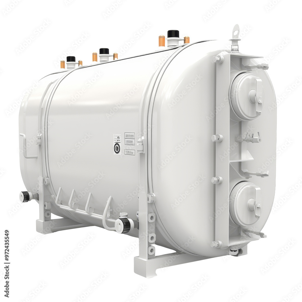 Large Industrial Pressure Vessel with Multiple Connection Points.