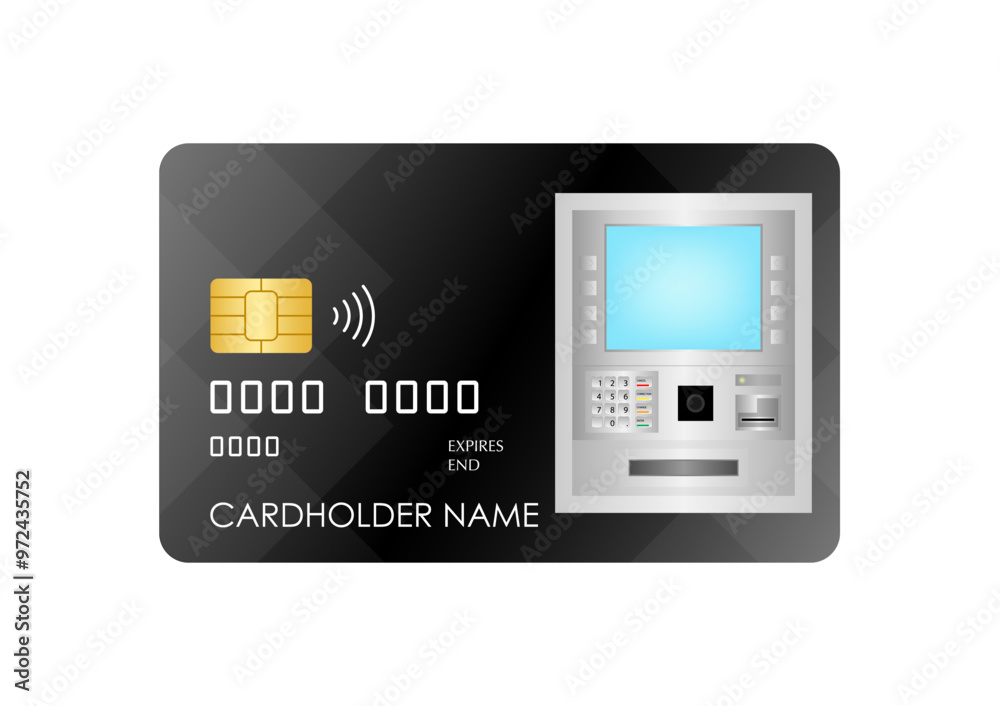 Credit Card, Debit Card or ATM Card. Vector Illustration Isolated on White Background. Credit Card, Debit Card or ATM Card. Vector Illustration Isolated on White Background.