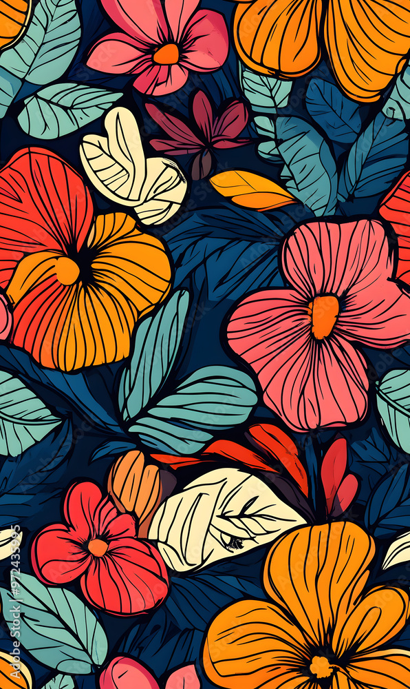 floral and leaf seamless patterns in doodle-style tile designs with graphic format. floral and leaf seamless patterns in doodle-style tile designs with graphic format.