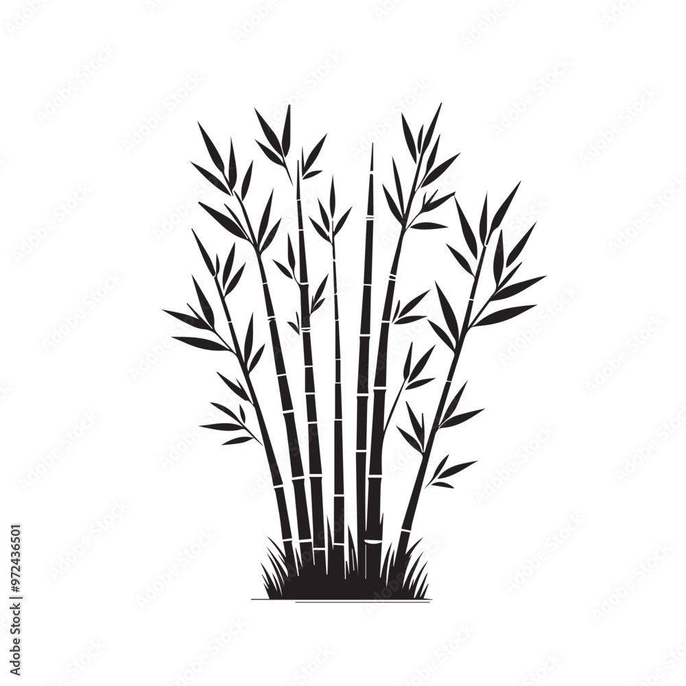 Fototapeta premium Bamboo silhouette black on white background. Bamboo vector design.