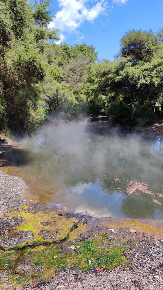 The steaming hot springs in and around Rotorua in New Zealand The steaming hot springs in and around Rotorua in New Zealand