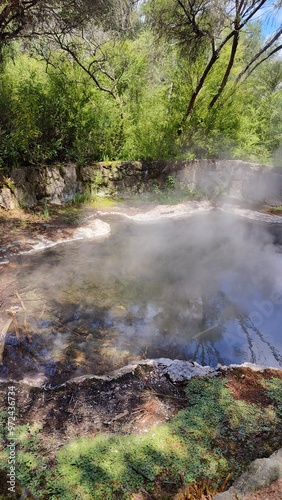 The steaming hot springs in and around Rotorua in New Zealand