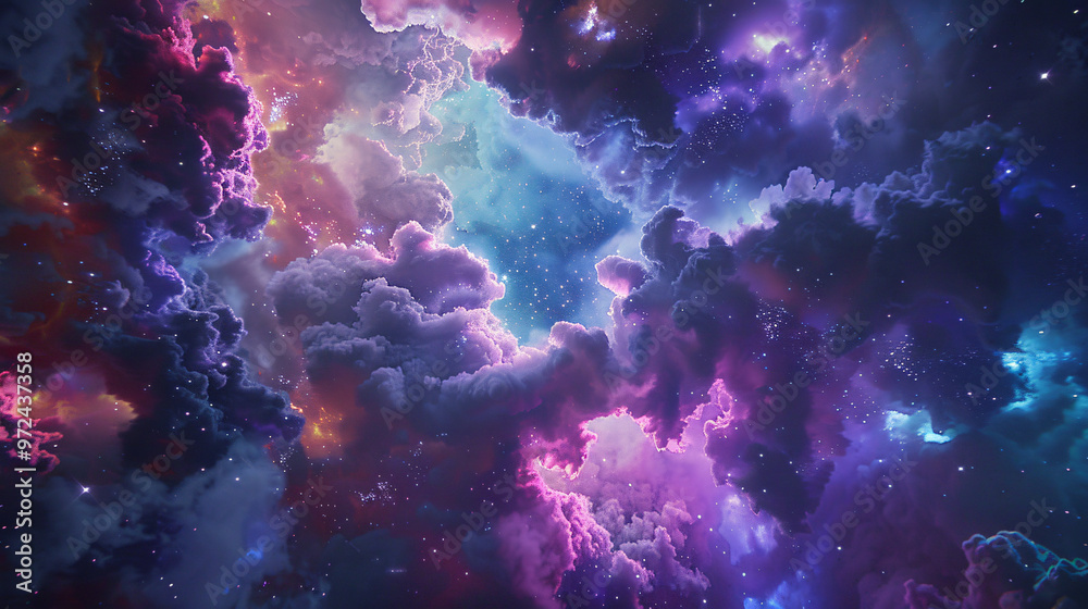 A captivating cosmic scene filled with colorful nebulae and glowing stars, creating a vibrant and otherworldly atmosphere in the vast expanse of outer space. A captivating cosmic scene filled with colorful nebulae and glowing stars, creating a vibrant and otherworldly atmosphere in the vast expanse of outer space.