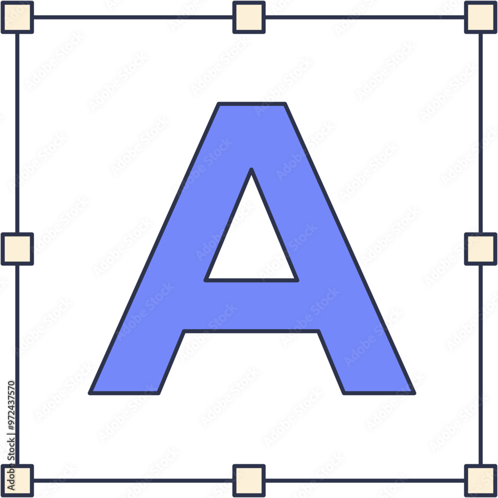 Blue letter A centered in a textbox with resize handles, symbolizing text editing. Blue letter A centered in a textbox with resize handles, symbolizing text editing.