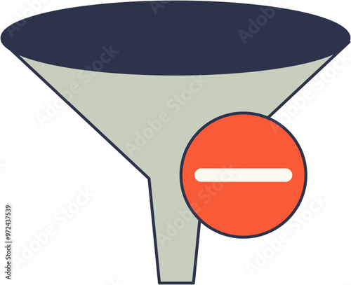 A graphic of a funnel with a minus sign, symbolizing reduction or filtering in processes.