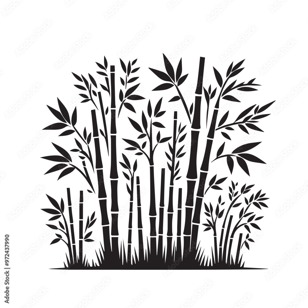 Obraz premium Bamboo silhouette black on white background. Bamboo vector design.