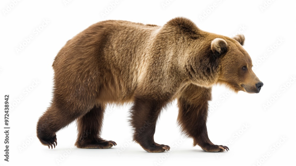 Obraz premium Grizzly. Brown bear isolated on white background. Wildlife. Predatory animal.