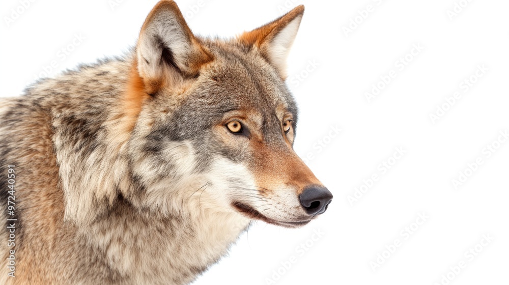Wolf on white background. Wildlife. Predatory animal. Mammals. Wolf on white background. Wildlife. Predatory animal. Mammals.