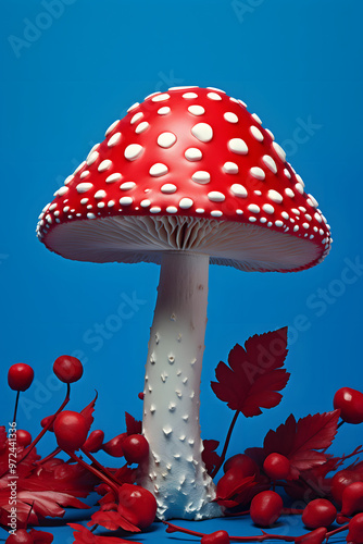 Wallpaper Mural pop art style illustrated rfly agaric mushroom Torontodigital.ca