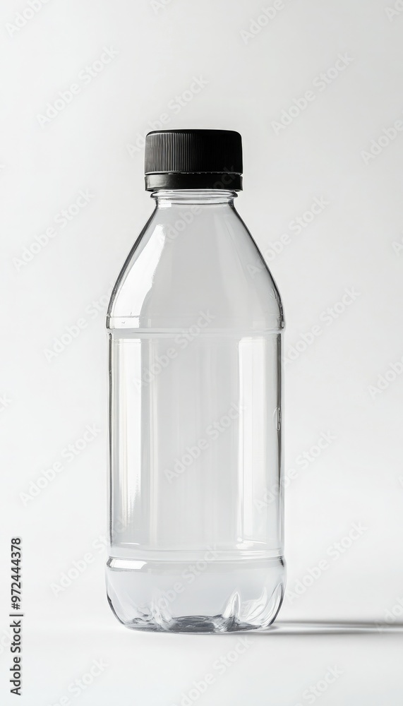 White plastic bottle with black cap White plastic bottle with black cap