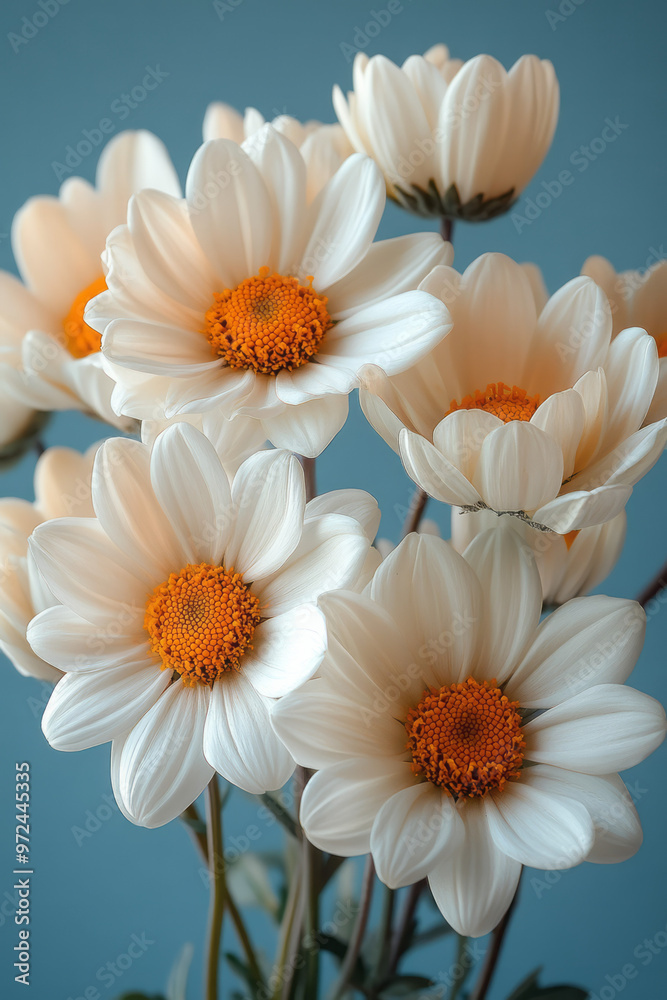 A cluster of wild daisies with white petals and yellow centers, A cluster of wild daisies with white petals and yellow centers,