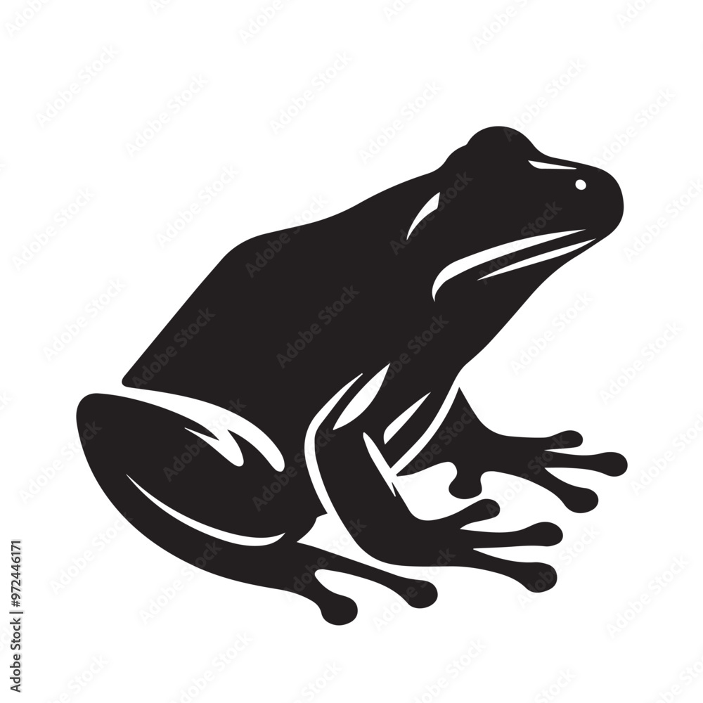 Obraz premium Frog black vector design. Frog silhouette. Frog logo, icon, sign.