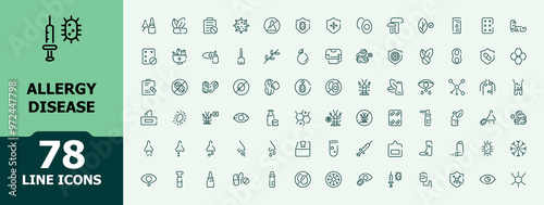 Allergy icon set. Minimal allergies icons collection. Thin linear style icons Pack. Vector Illustration.