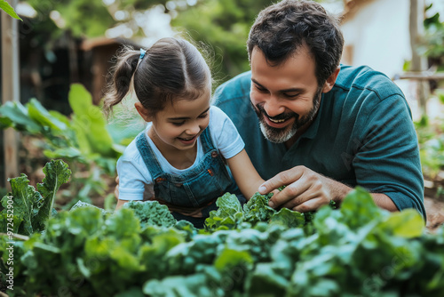 Wallpaper Mural .Portrait of a happy father and daughter taking care of their veggie garden together Torontodigital.ca