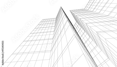 architecture 3d vector drawing