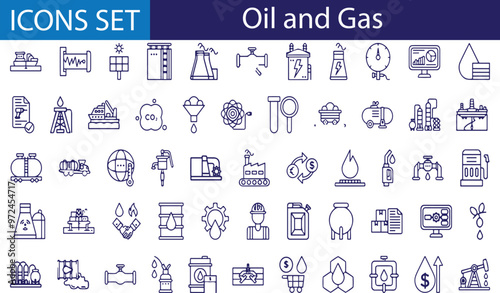 Oil and Gas editable stroke outline web icons set