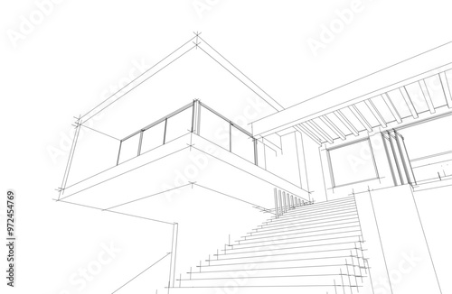architecture 3d vector drawing