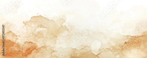 Warm sepia toned watercolor sky background Abstract cloudy sky in golden earth hues, perfect for vintage, retro or nostalgic designs. Ideal for autumn themes, Thanksgiving cards photo