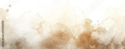 Warm sepia toned watercolor sky background Abstract cloudy sky in golden earth hues, perfect for vintage, retro or nostalgic designs. Ideal for autumn themes, Thanksgiving card