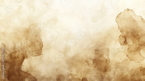 Warm sepia toned watercolor sky background Abstract cloudy sky in golden earth hues, perfect for vintage, retro or nostalgic designs. Ideal for autumn themes, Thanksgiving cards and photo overlays photo