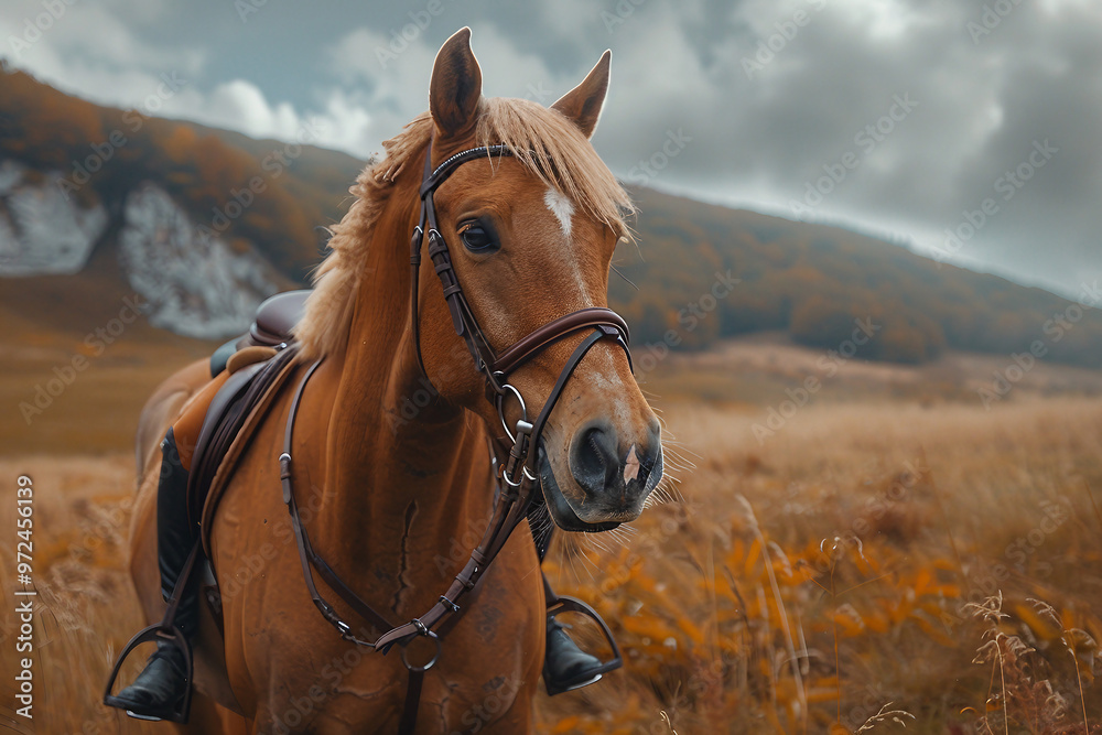 Generative AI photo realistic image, equitation lesson people connected with horses friends love Generative AI photo realistic image, equitation lesson people connected with horses friends love