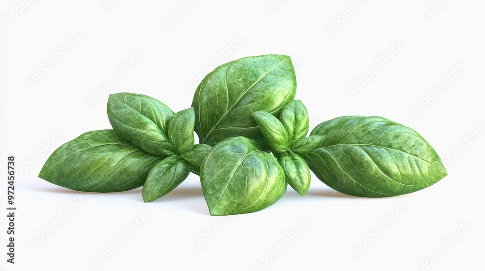 Basil clipart, element, 3D illustration, realistic, isolated on white background Basil clipart, element, 3D illustration, realistic, isolated on white background