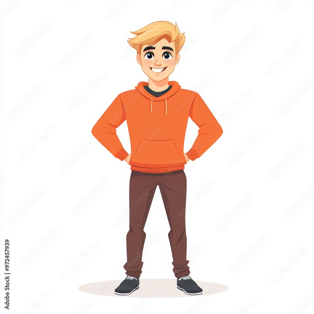 Isolated illustration of a smiling cartoon character with blond hair Isolated illustration of a smiling cartoon character with blond hair