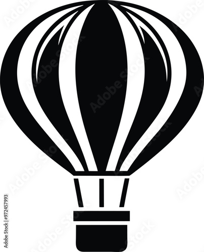 Hot air balloon silhouette Vector Icon and Illustration Isolated on white background.