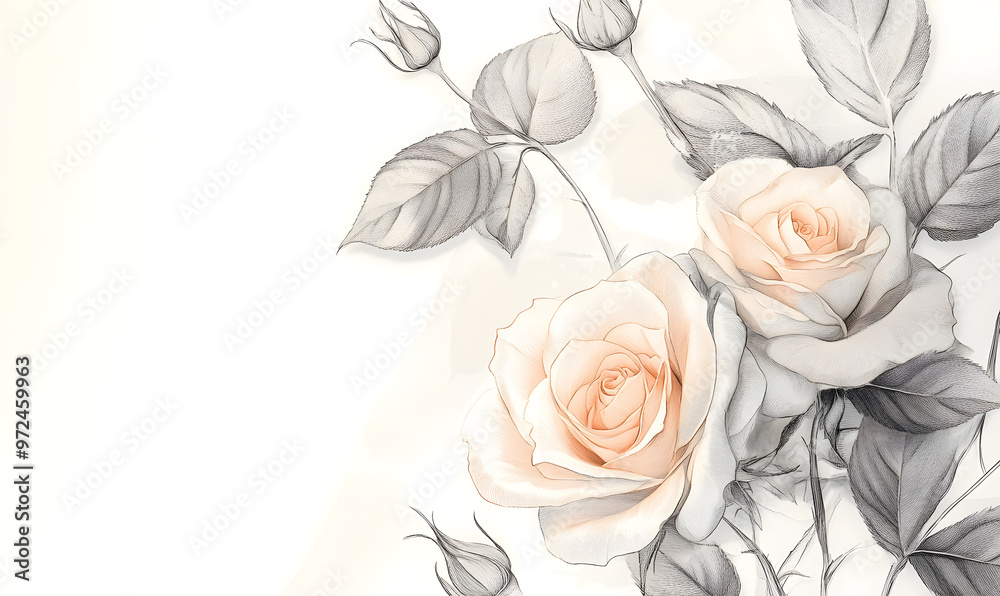 2D illustrator doodle-style floral and leaf graphics on a white background or wallpaper 2D illustrator doodle-style floral and leaf graphics on a white background or wallpaper