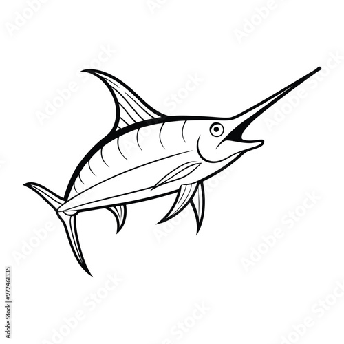 illustration of a fish line art