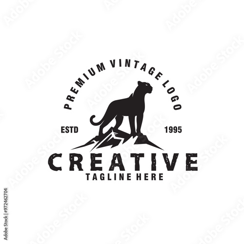 Jaguar Puma Lion Panther silhouette logo design Vector Template