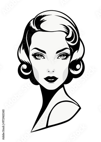 Elegant chin length hair with defined curls and parted on the side style 1930s