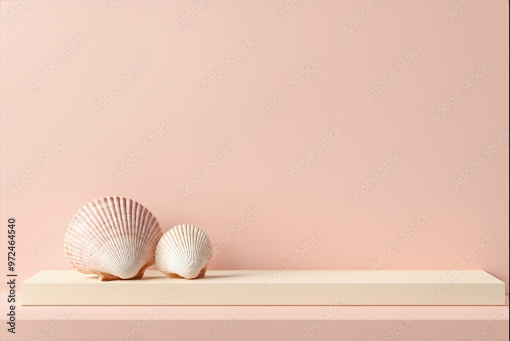 Seashells on a pink background Seashells on a pink background
