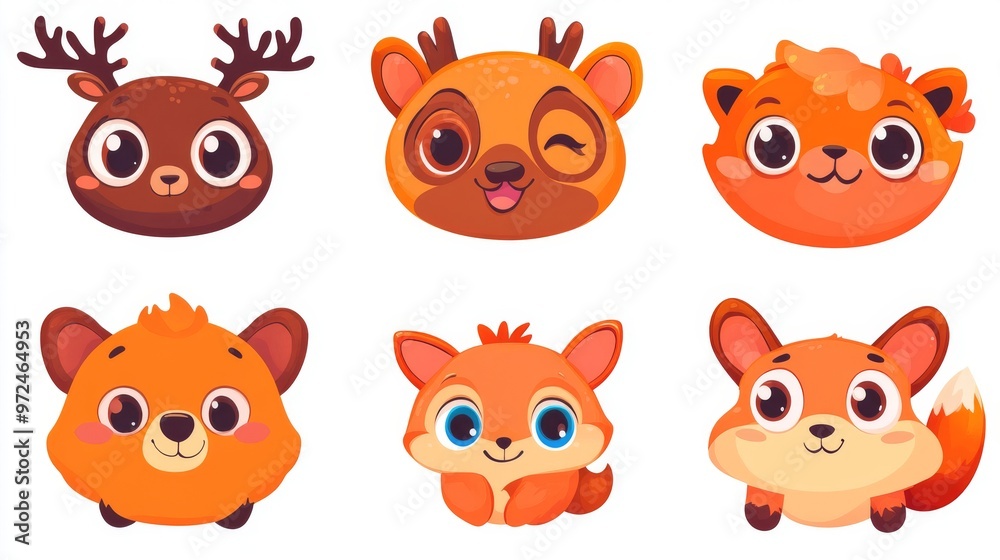 A bear is among the animal faces A bear is among the animal faces