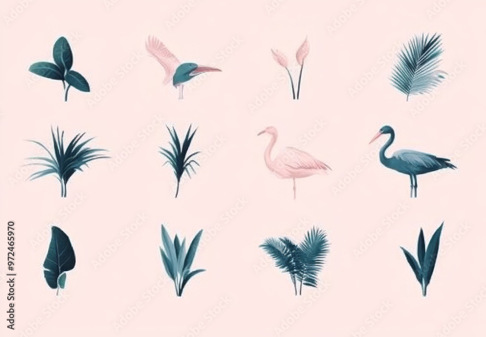 Set of safari backgrounds with monkeys, foxes, and giraffes. Editable illustrations for invitations, postcards, and stickers. WORDING INCLUDES Set of safari backgrounds with monkeys, foxes, and giraffes. Editable illustrations for invitations, postcards, and stickers. WORDING INCLUDES