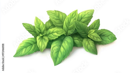 Spearmint clipart, element, 3D illustration, realistic, isolated on white background