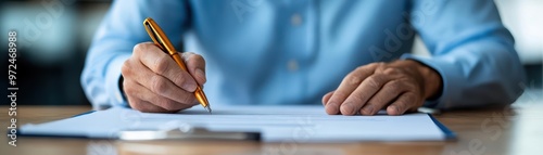 Lawyer signing a contract with legal documents spread on the desk, symbolizing obligation and law contract obligation, legal responsibility, paperwork