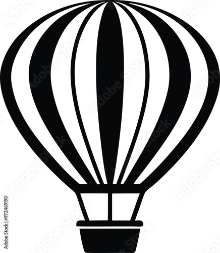 Hot air balloon silhouette Vector Icon and Illustration Isolated on white background.