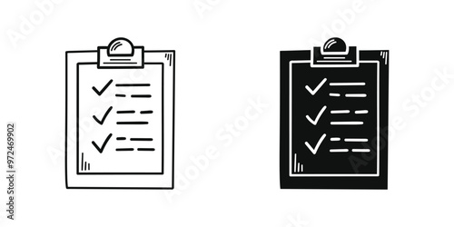 Hand drawn memo paper sheet icon in flat style. Checklist vector illustration on isolated background. To do list sign business concept.