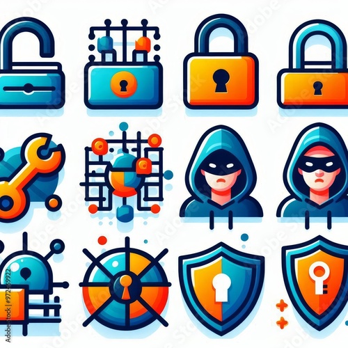 Cybersecurity elementsicons