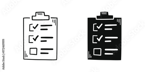 Hand drawn memo paper sheet icon in flat style. Checklist vector illustration on isolated background. To do list sign business concept.