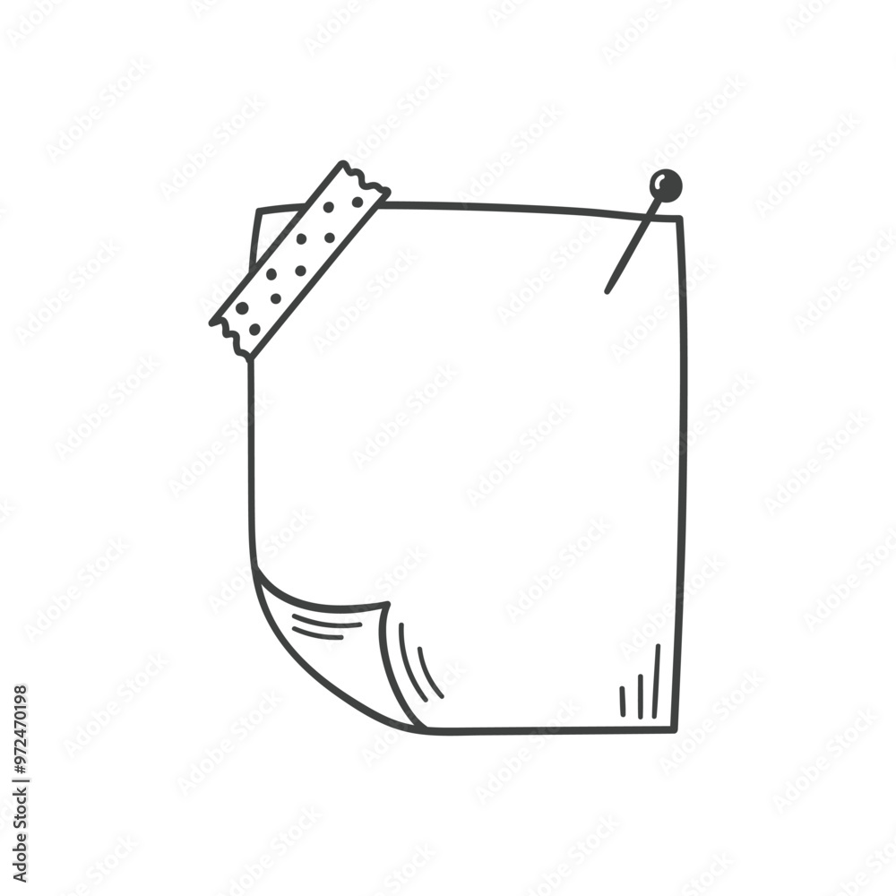 Hand drawn memo paper sheet icon in flat style. Doodle sketch vector illustration on isolated background. Doodle page sign business concept. Hand drawn memo paper sheet icon in flat style. Doodle sketch vector illustration on isolated background. Doodle page sign business concept.