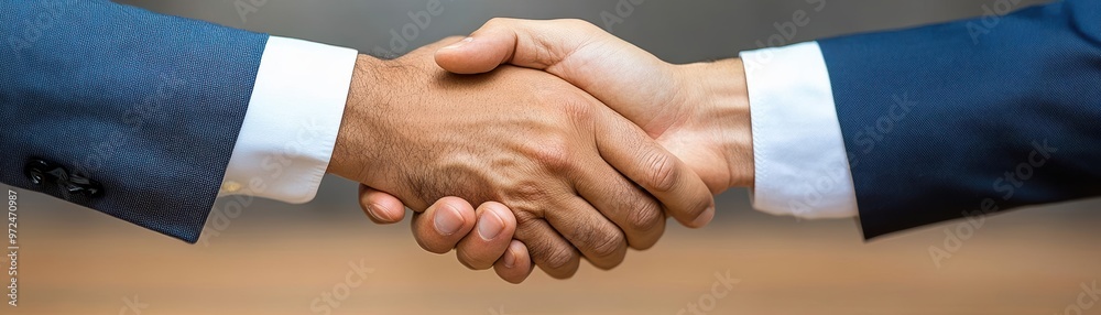 CEO shaking hands with a financial officer over a signed agreement CEO shaking hands with a financial officer over a signed agreement