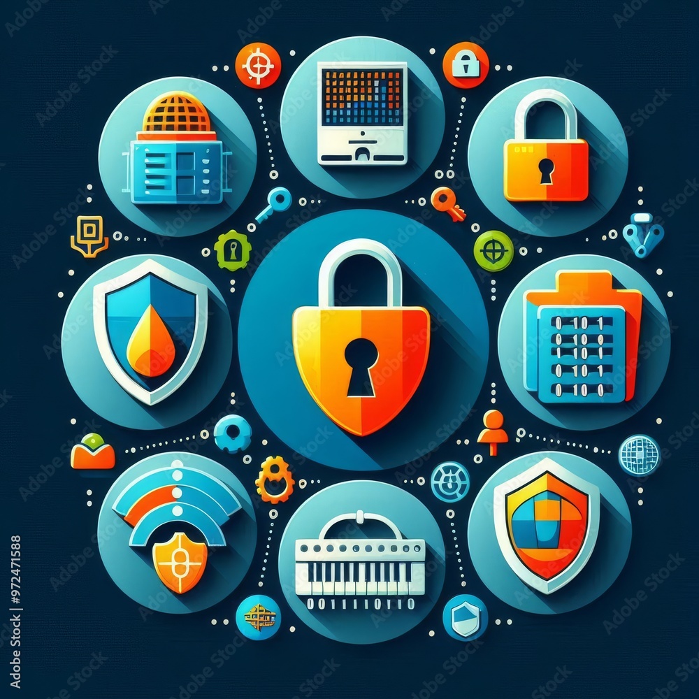 Cybersecurity elementsicons Cybersecurity elementsicons