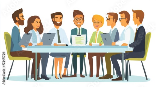 Vector illustration of a business meeting where colleagues are learning and improving