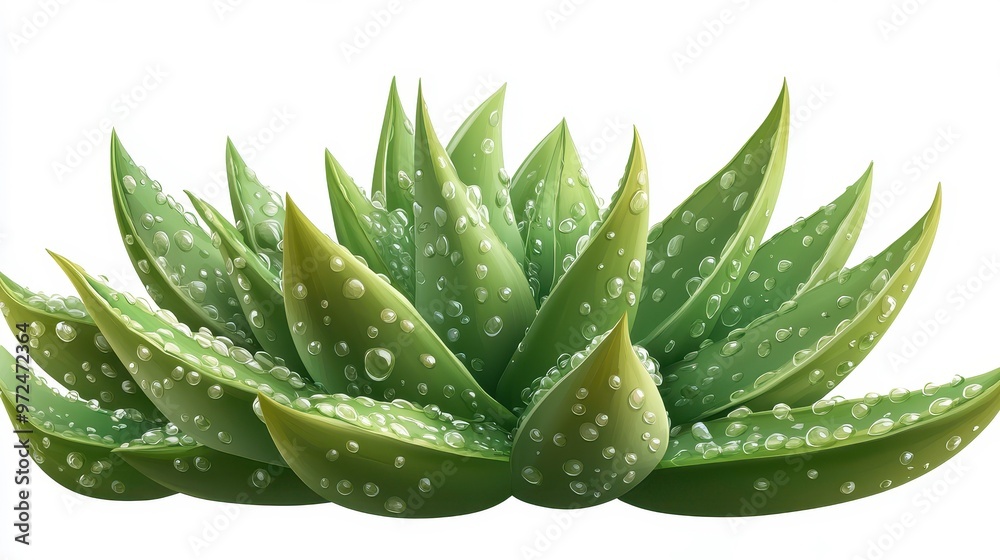 Aloe vera clipart, element, 3D illustration, realistic, isolated on white background Aloe vera clipart, element, 3D illustration, realistic, isolated on white background