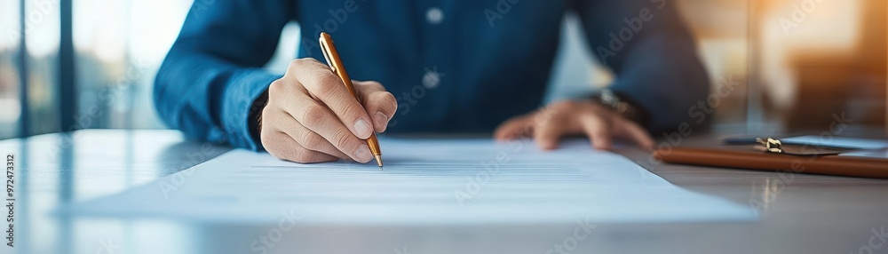 Executive signing a financial contract with a team, showcasing corporate obligation and financial planning corporate duty, financial obligation, agreement signing Executive signing a financial contract with a team, showcasing corporate obligation and financial planning corporate duty, financial obligation, agreement signing