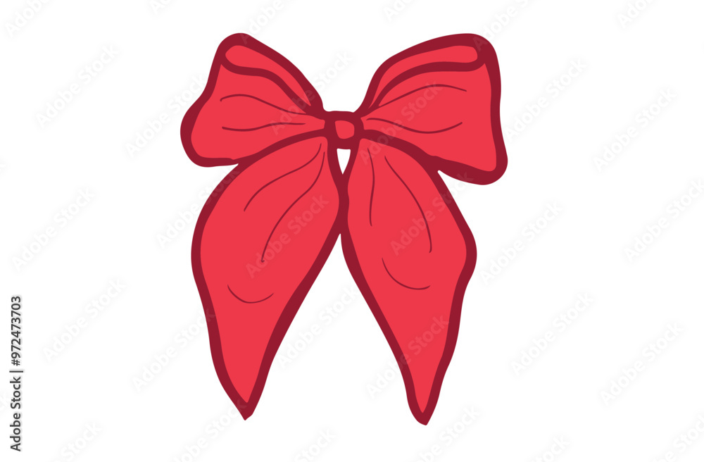 Red ribbon bow. Hand drawn bow illustration. Birthday, Christmas, and Valentine's Day decoration. Red ribbon bow. Hand drawn bow illustration. Birthday, Christmas, and Valentine's Day decoration.