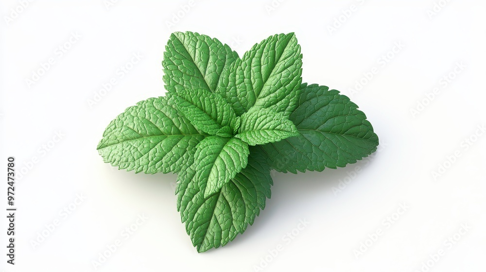 Lemon balm clipart, element, 3D illustration, realistic, isolated on white background